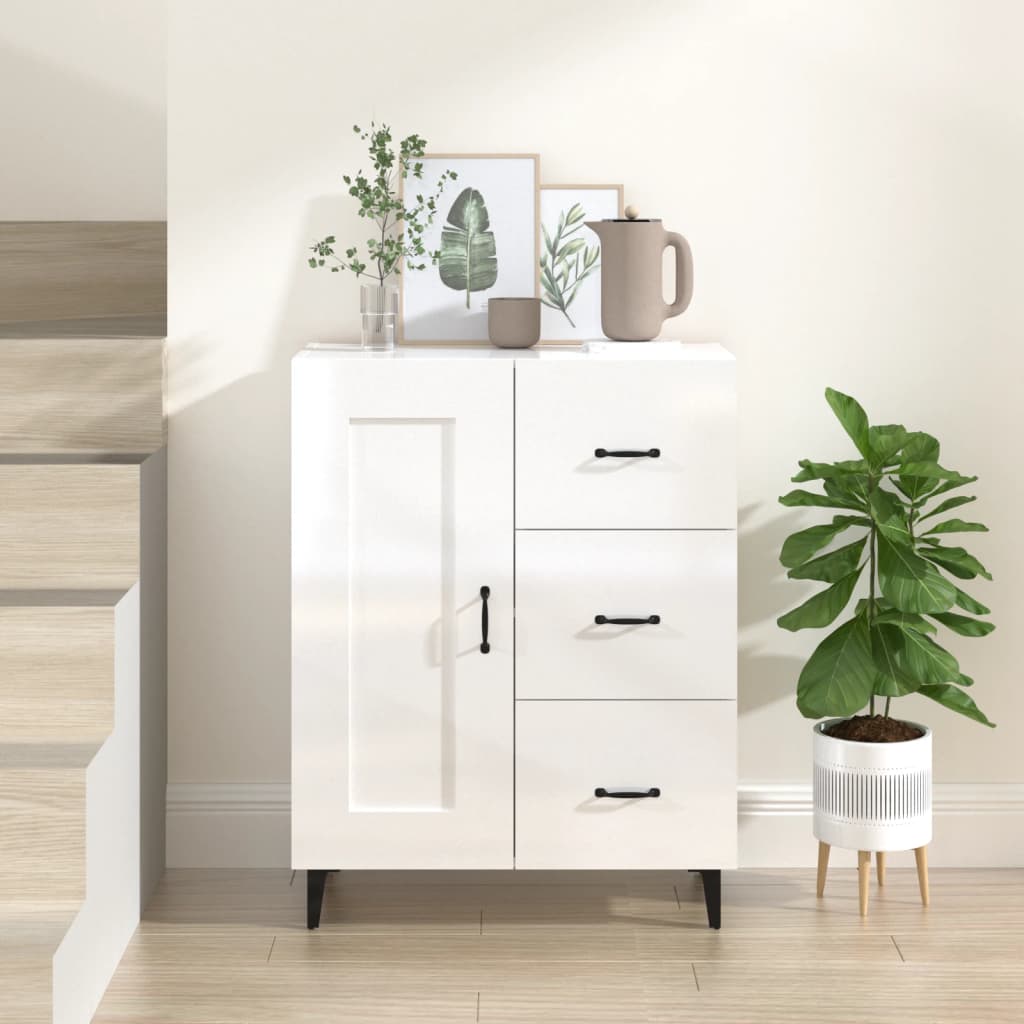 Dressoir 69,5x34x90 cm bewerkt hout hoogglans wit is nu te koop bij PeponiXL, paradijselijk wonen!