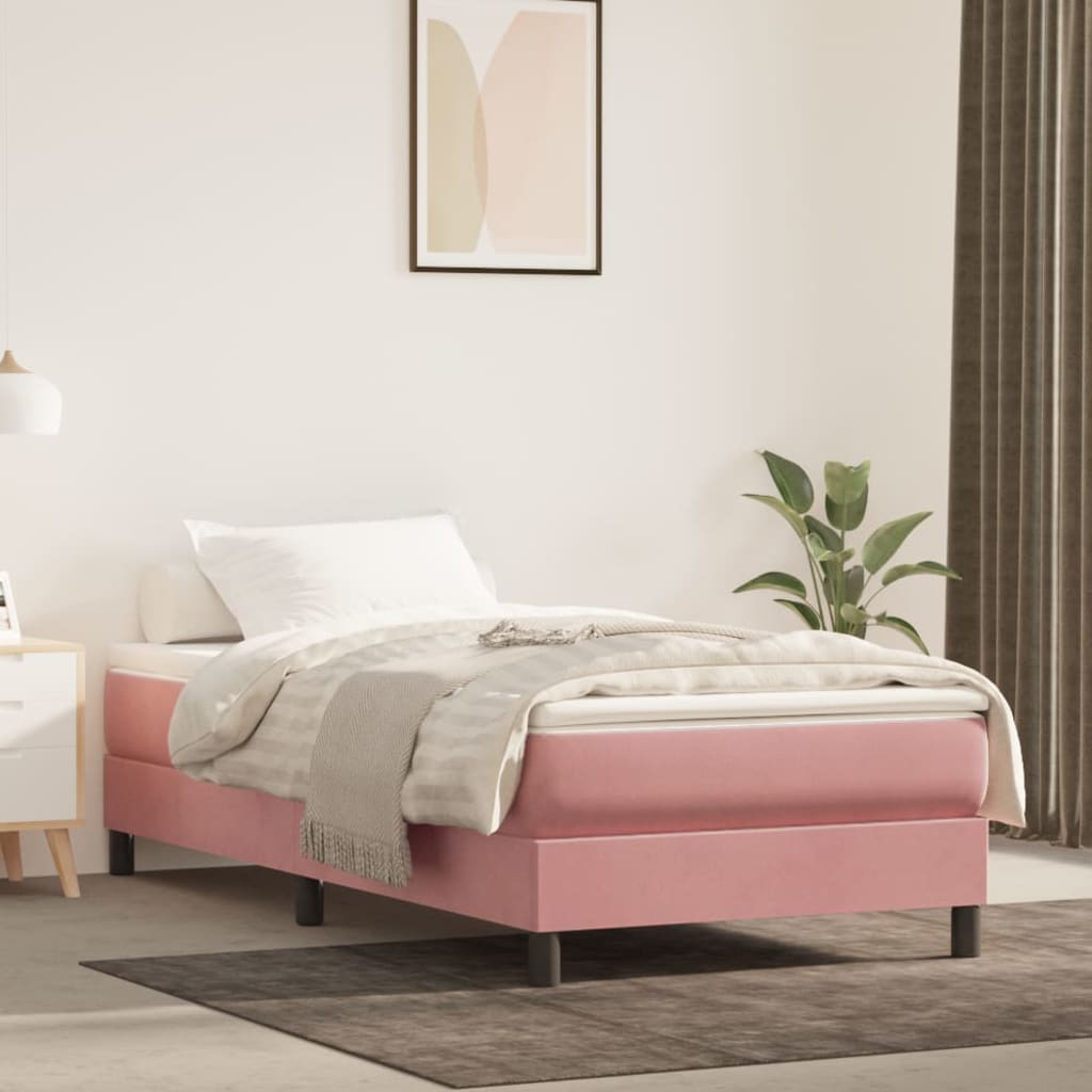 Pocketveringmatras medium 90x190x20 cm fluweel roze is nu te koop bij PeponiXL, paradijselijk wonen!