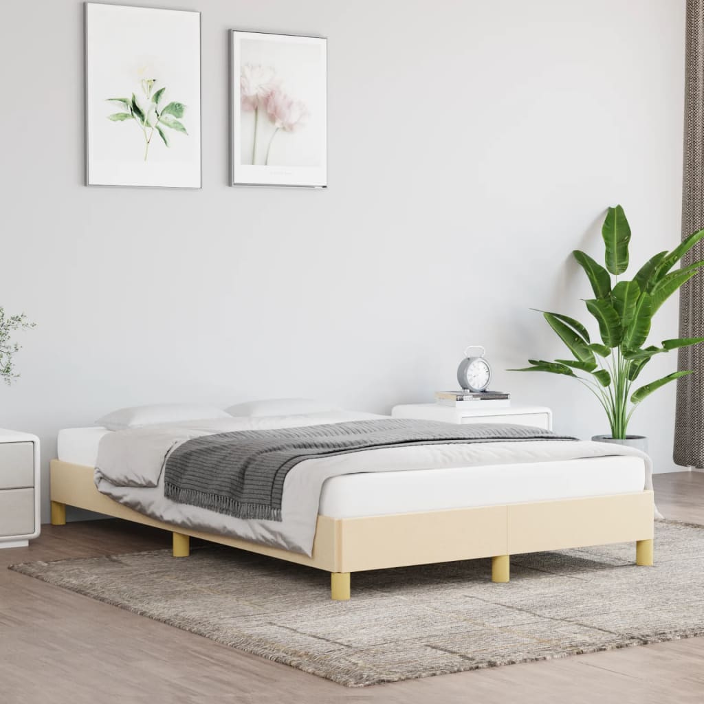 Bedframe zonder matras 120x200 cm stof crèmekleurig is nu te koop bij PeponiXL, paradijselijk wonen!