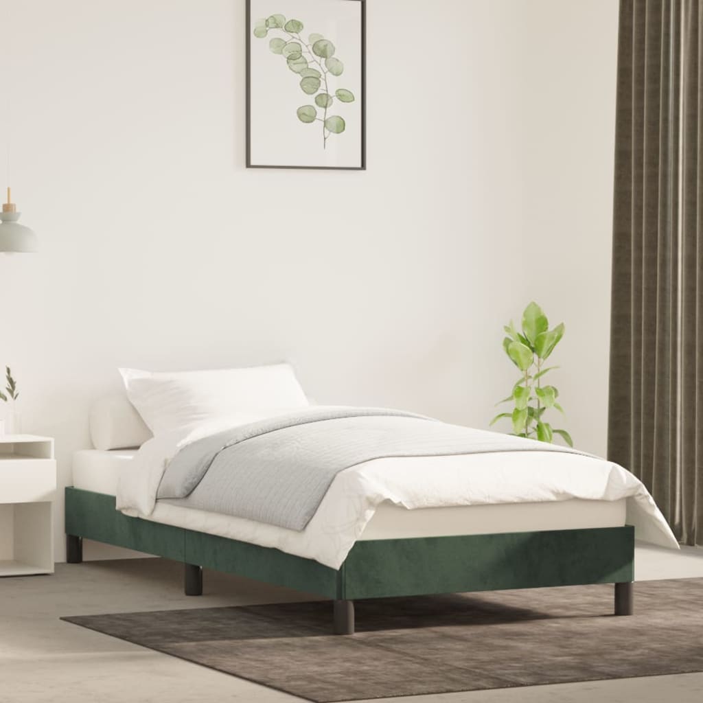 Bedframe zonder matras 100x200 cm fluweel donkergroen is nu te koop bij PeponiXL, paradijselijk wonen!