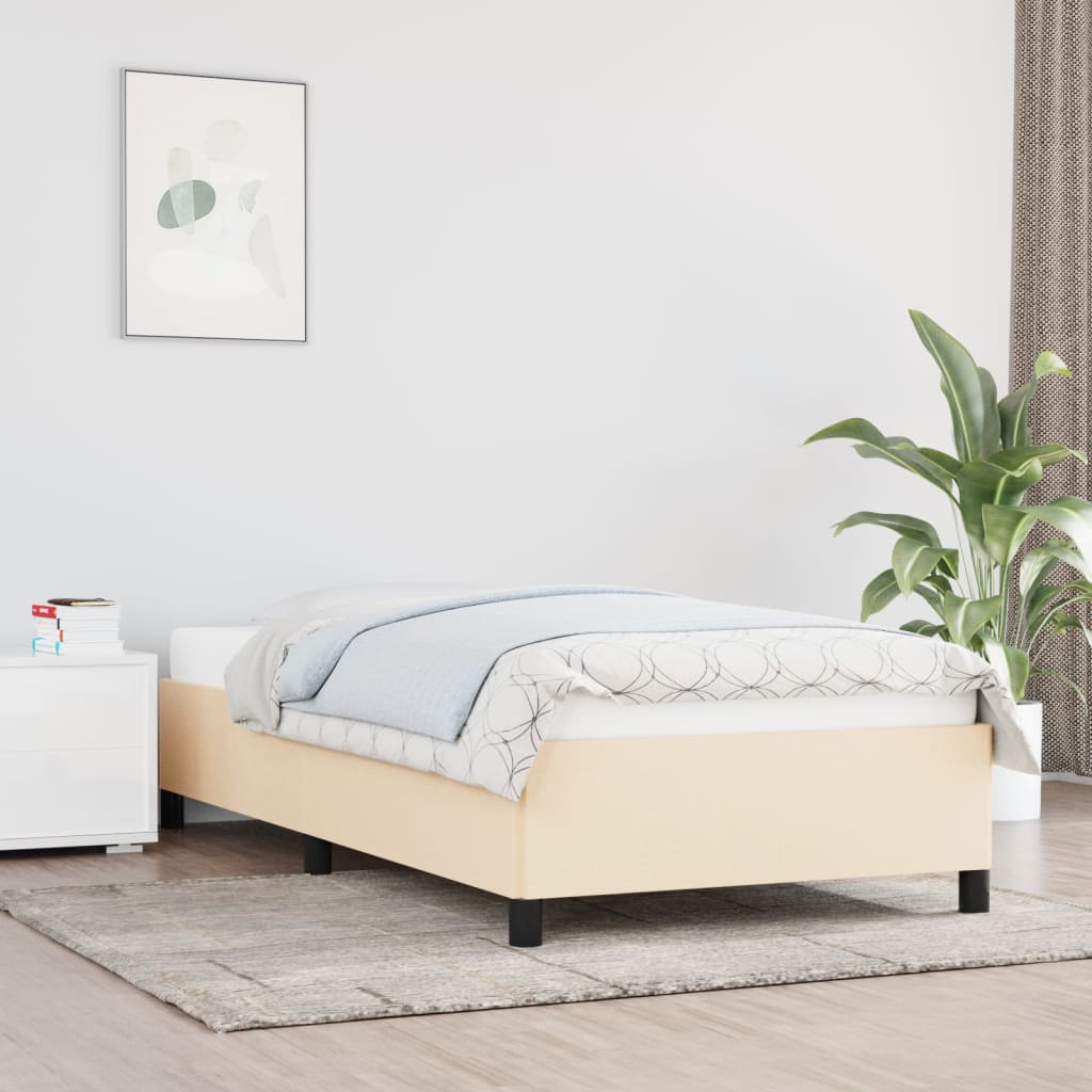 Bedframe zonder matras 90x200 cm stof crèmekleurig is nu te koop bij PeponiXL, paradijselijk wonen!