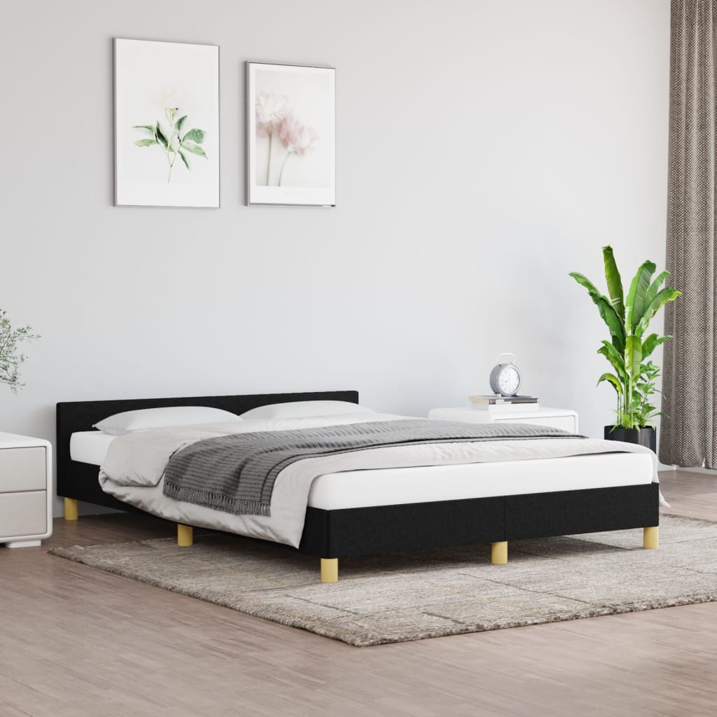 Bedframe zonder matras stof zwart 140x200 cm is nu te koop bij PeponiXL, paradijselijk wonen!