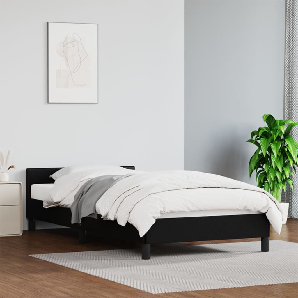 Bedframe met hoofdeinde zonder matras 80x200 cm zwart is nu te koop bij PeponiXL, paradijselijk wonen!