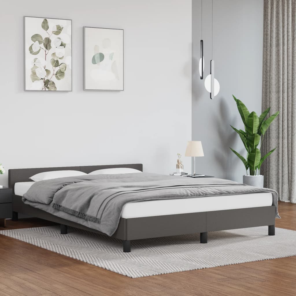 Bedframe met hoofdeinde zonder matras 140x190 cm grijs is nu te koop bij PeponiXL, paradijselijk wonen!
