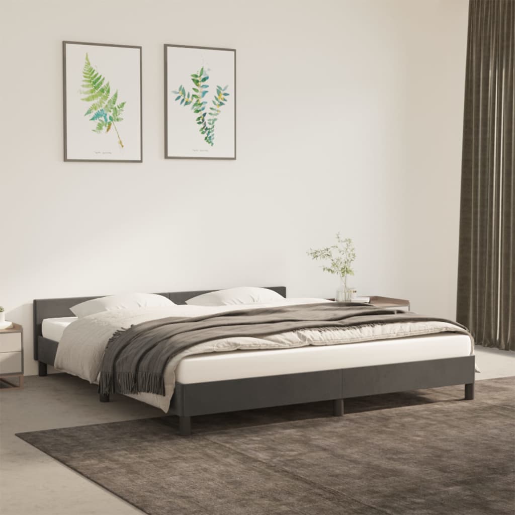 Bedframe zonder matras 160x200 cm fluweel donkergrijs is nu te koop bij PeponiXL, paradijselijk wonen!