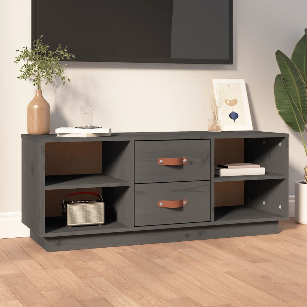 Tv-meubel 100x34x40 cm massief grenenhout grijs is nu te koop bij PeponiXL, paradijselijk wonen!