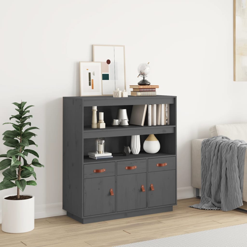Hoge kast 100x40x108,5 cm massief grenenhout grijs is nu te koop bij PeponiXL, paradijselijk wonen!