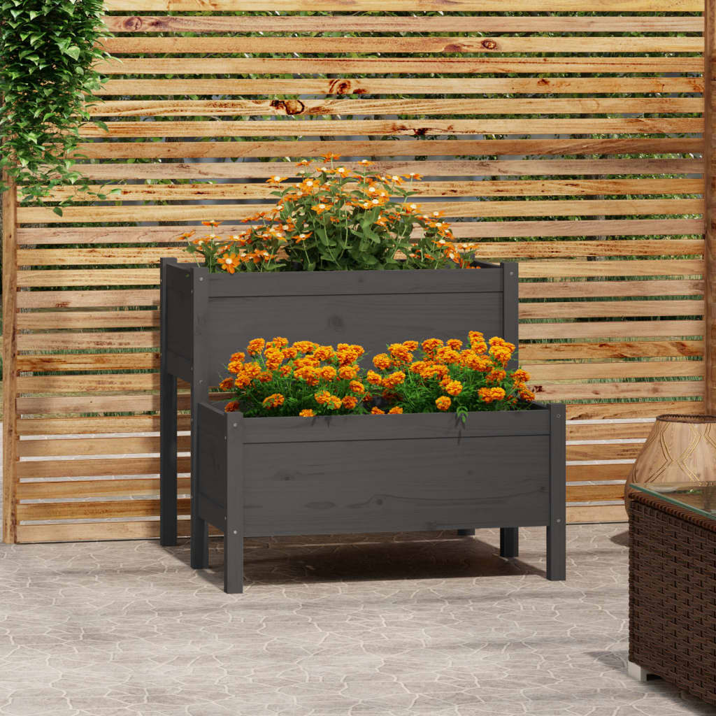 Plantenbak 84,5x84x75 cm massief grenenhout grijs is nu te koop bij PeponiXL, paradijselijk wonen!