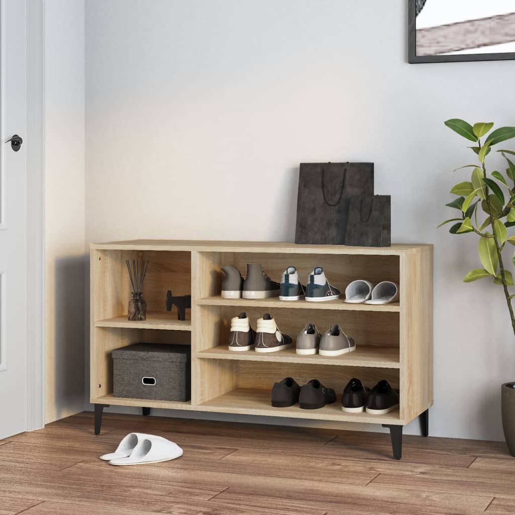 Schoenenkast 102x36x60 cm bewerkt hout sonoma eikenkleurig is nu te koop bij PeponiXL, paradijselijk wonen!