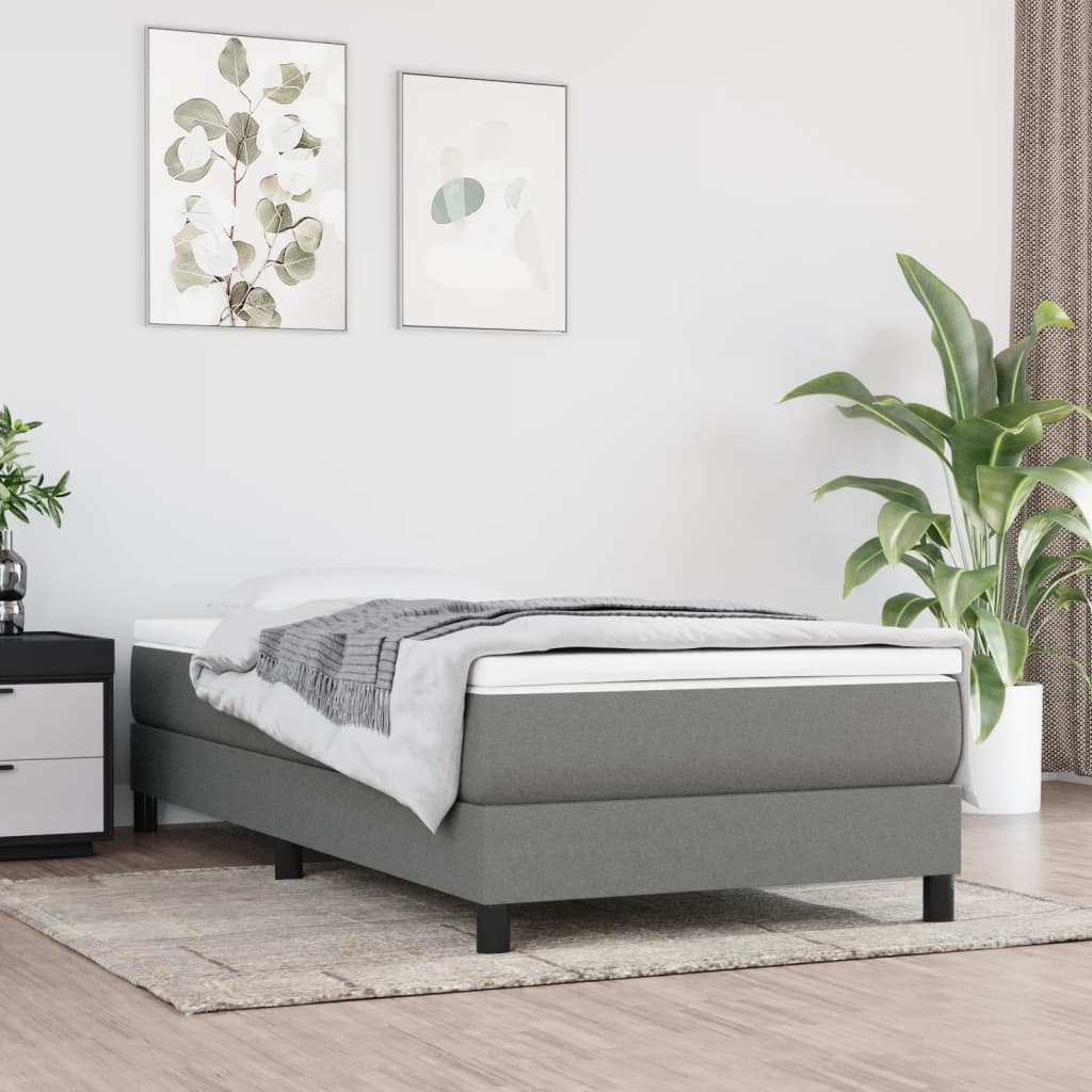Boxspring bed 90x190 cm stof donkergrijs is nu te koop bij PeponiXL, paradijselijk wonen!
