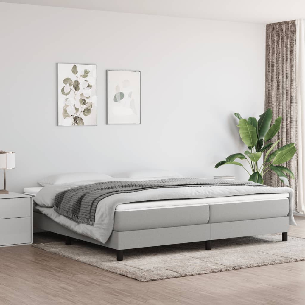 Boxspring bed stof lichtgrijs 200x200 cm is nu te koop bij PeponiXL, paradijselijk wonen!
