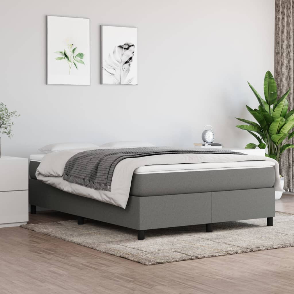 Boxspring bed stof donkergrijs 140x190 cm is nu te koop bij PeponiXL, paradijselijk wonen!