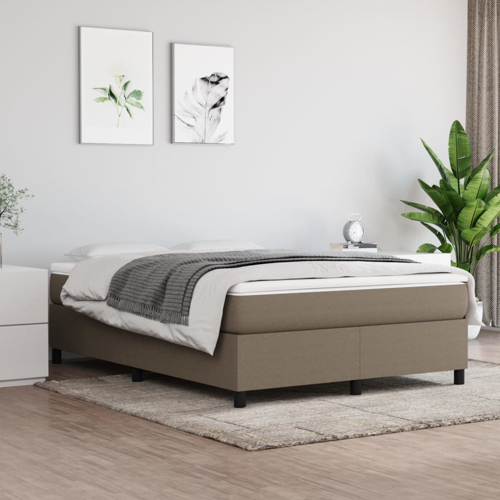 Boxspring bed stof taupe 140x200 cm is nu te koop bij PeponiXL, paradijselijk wonen!