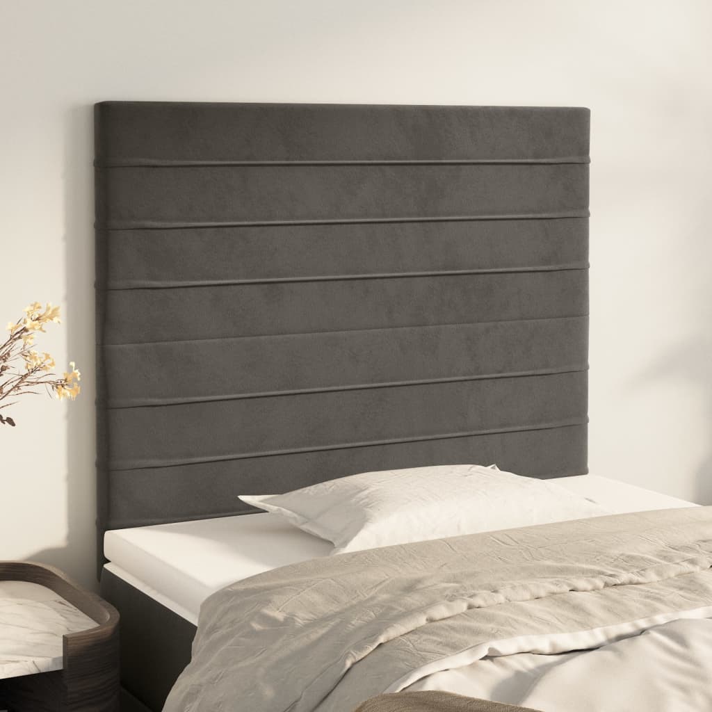 Hoofdbord donkergrijs 90x5x118/128 cm fluweel is nu te koop bij PeponiXL, paradijselijk wonen!