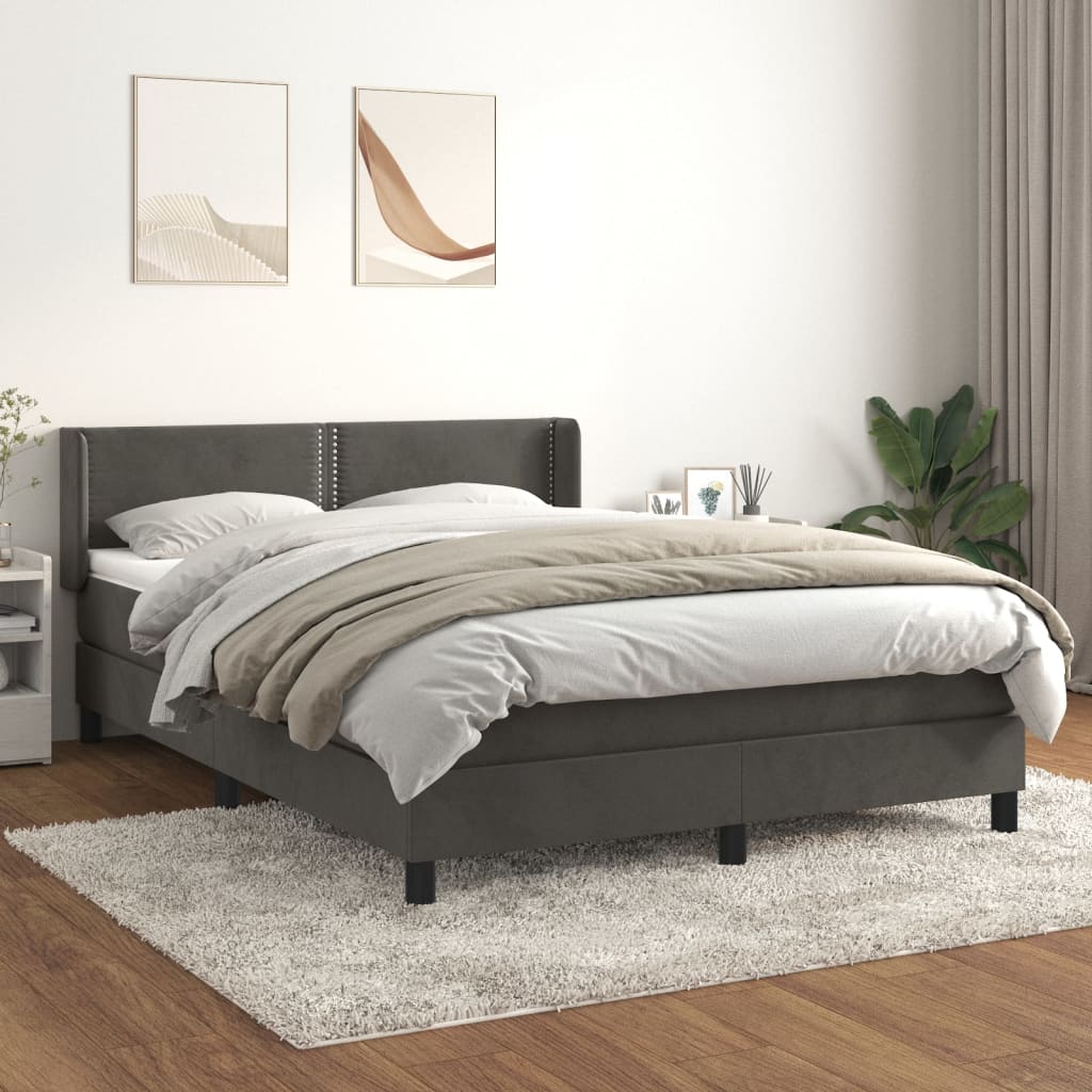 Boxspring met matras fluweel donkergrijs 140x190 cm is nu te koop bij PeponiXL, paradijselijk wonen!