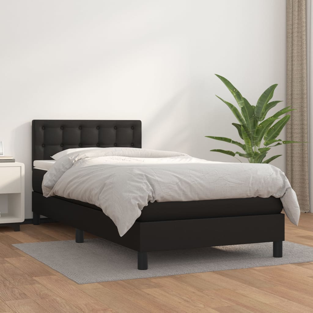Boxspring met matras kunstleer zwart 80x200 cm is nu te koop bij PeponiXL, paradijselijk wonen!