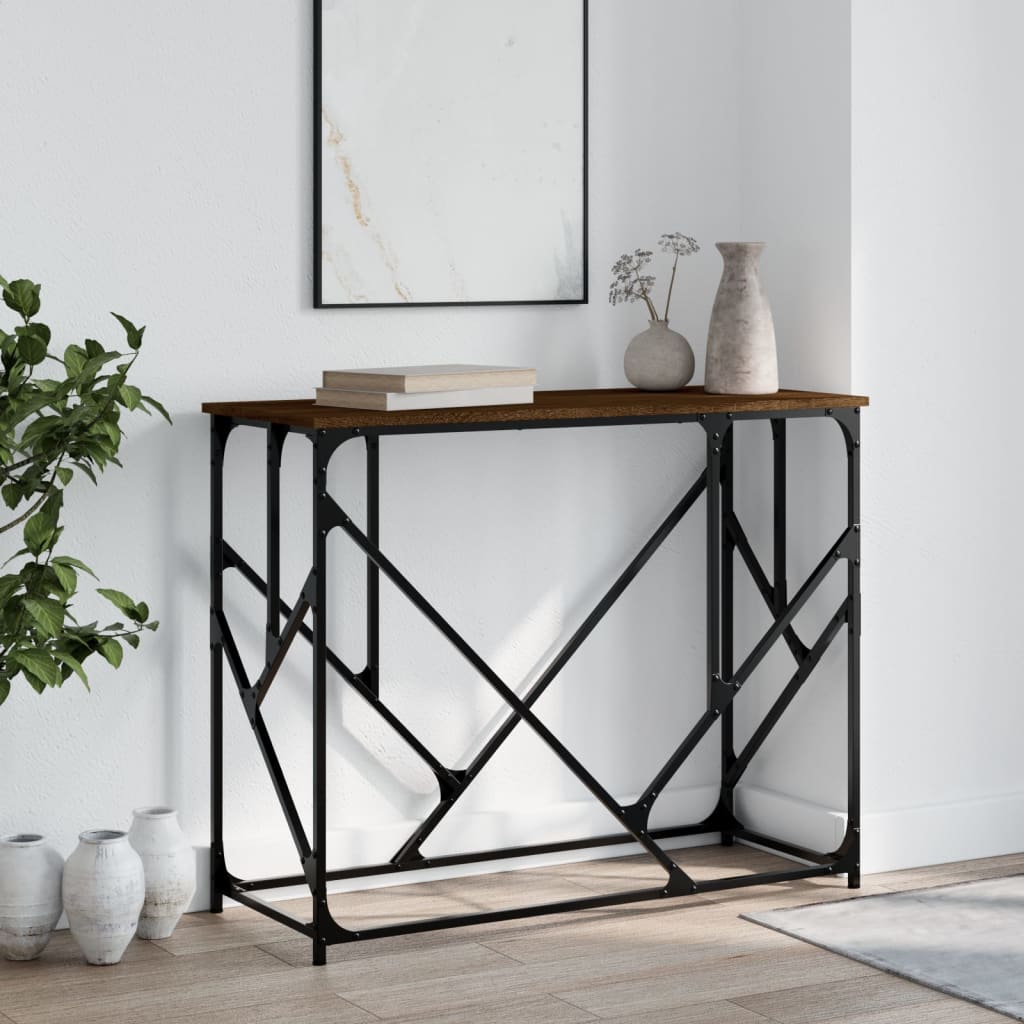 Wandtafel 100x40x80 cm bewerkt hout bruin eikenkleur is nu te koop bij PeponiXL, paradijselijk wonen!
