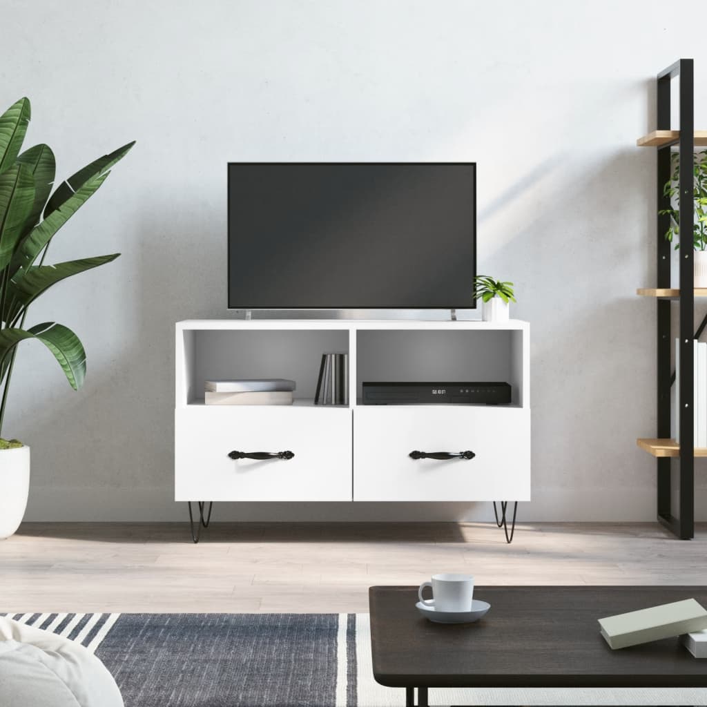 Tv-meubel 80x36x50 cm bewerkt hout wit is nu te koop bij PeponiXL, paradijselijk wonen!