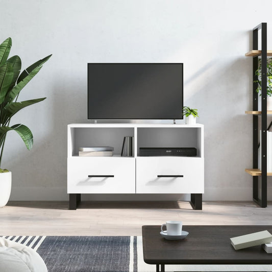 Tv-meubel 80x36x50 cm bewerkt hout wit is nu te koop bij PeponiXL, paradijselijk wonen!
