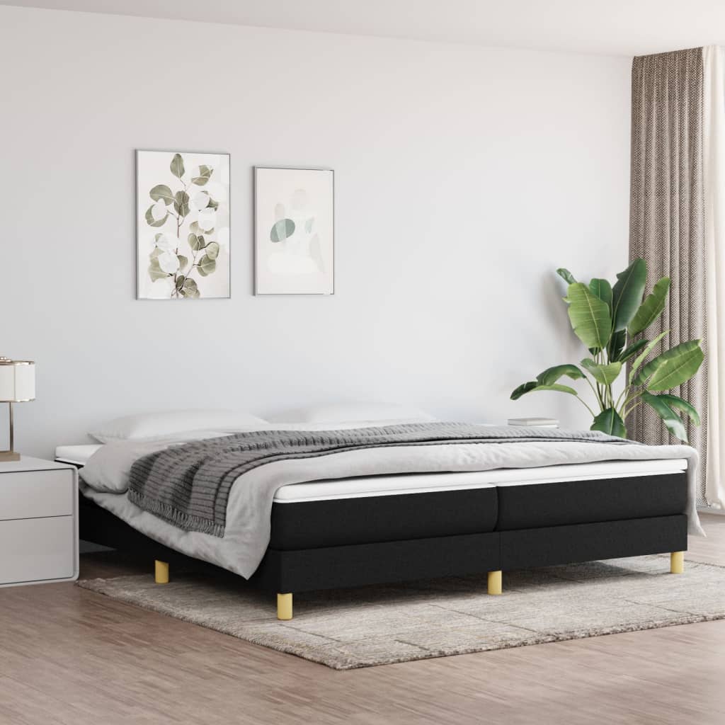 Boxspring met matras stof zwart 200x200 cm is nu te koop bij PeponiXL, paradijselijk wonen!