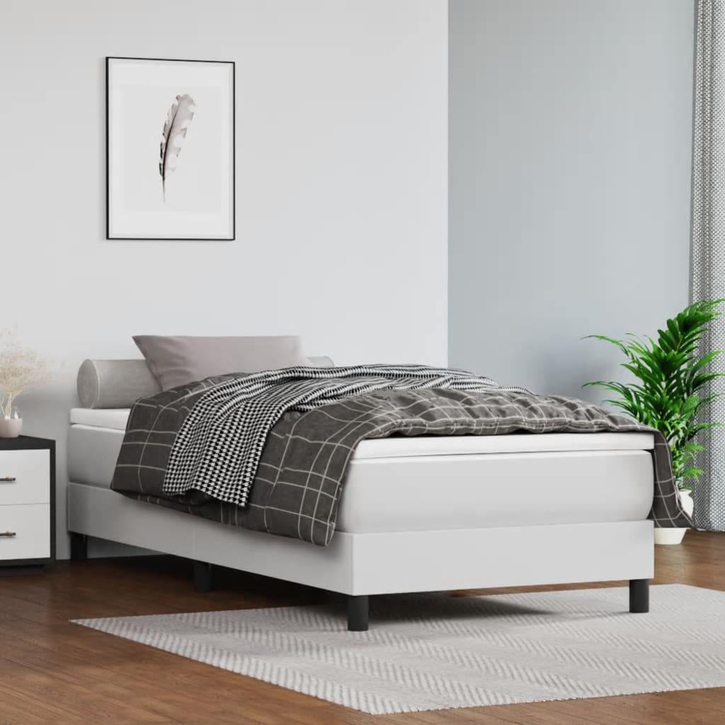 Boxspring met matras kunstleer wit 90x200 cm is nu te koop bij PeponiXL, paradijselijk wonen!