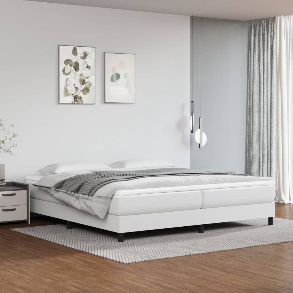 Boxspring met matras kunstleer wit 200x200 cm is nu te koop bij PeponiXL, paradijselijk wonen!