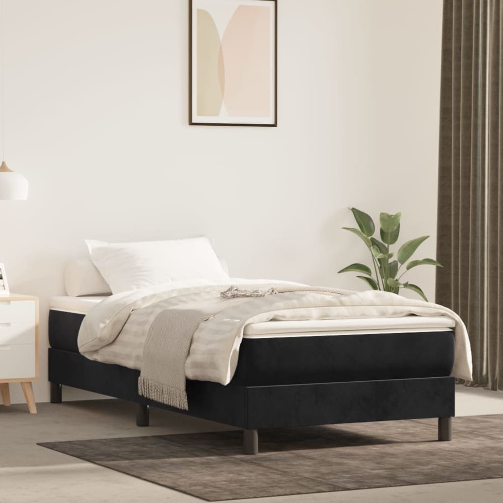 Boxspring met matras fluweel zwart 90x190 cm is nu te koop bij PeponiXL, paradijselijk wonen!