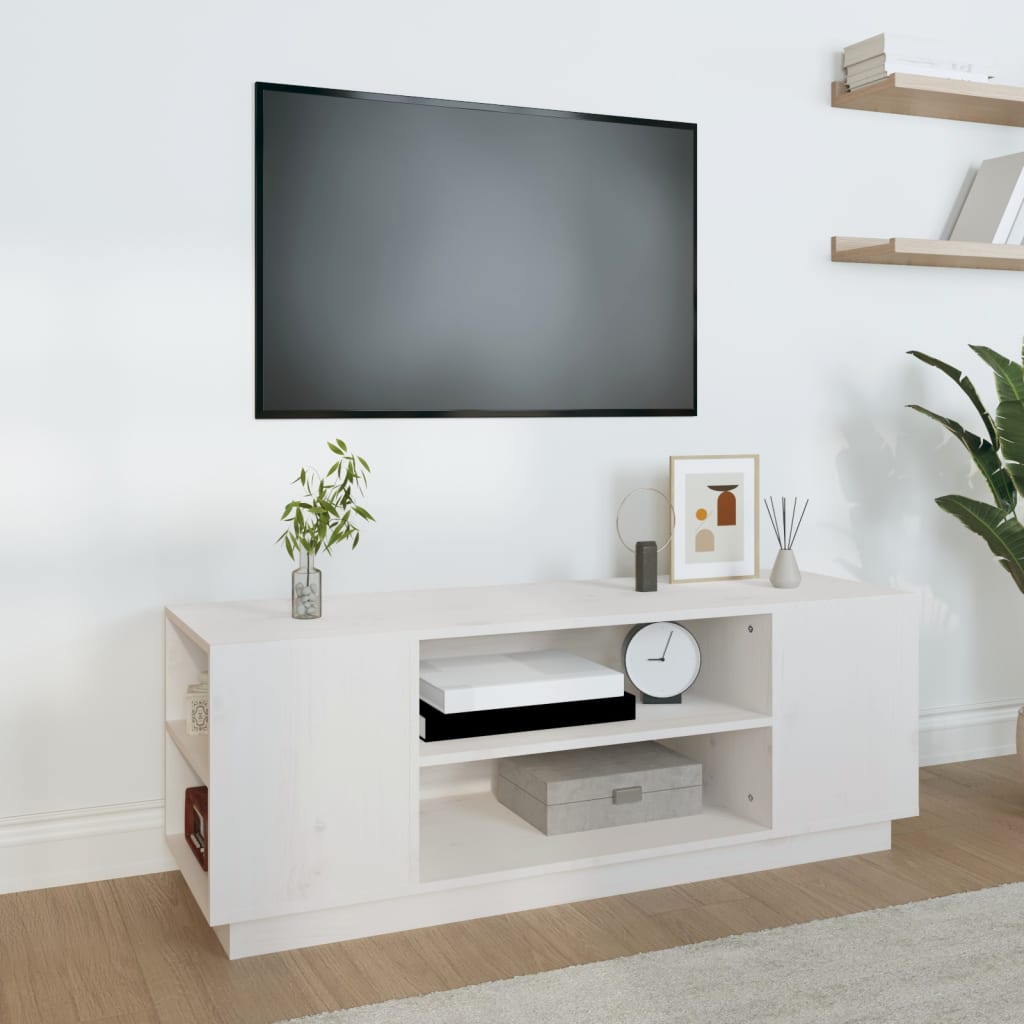 Tv-meubel 110x35x40,5 cm massief grenenhout wit is nu te koop bij PeponiXL, paradijselijk wonen!