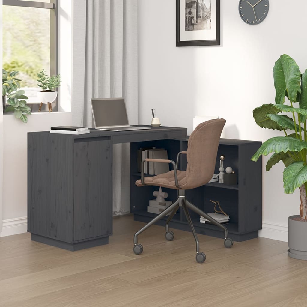 Bureau 110x50x75 cm massief grenenhout grijs is nu te koop bij PeponiXL, paradijselijk wonen!