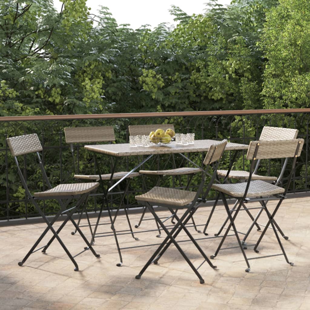 Bistrostoelen 6 st inklapbaar poly rattan en staal grijs is nu te koop bij PeponiXL, paradijselijk wonen!