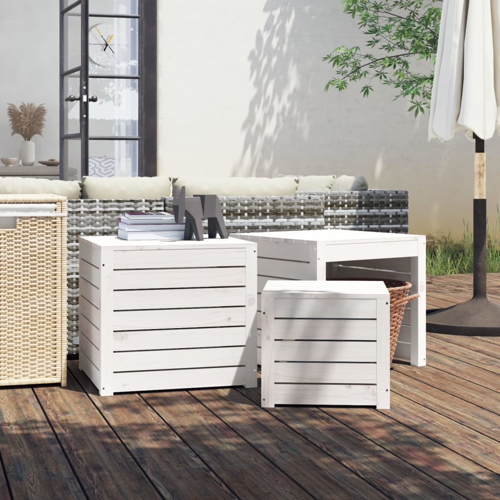 3-delige Tuinboxset massief grenenhout wit is nu te koop bij PeponiXL, paradijselijk wonen!