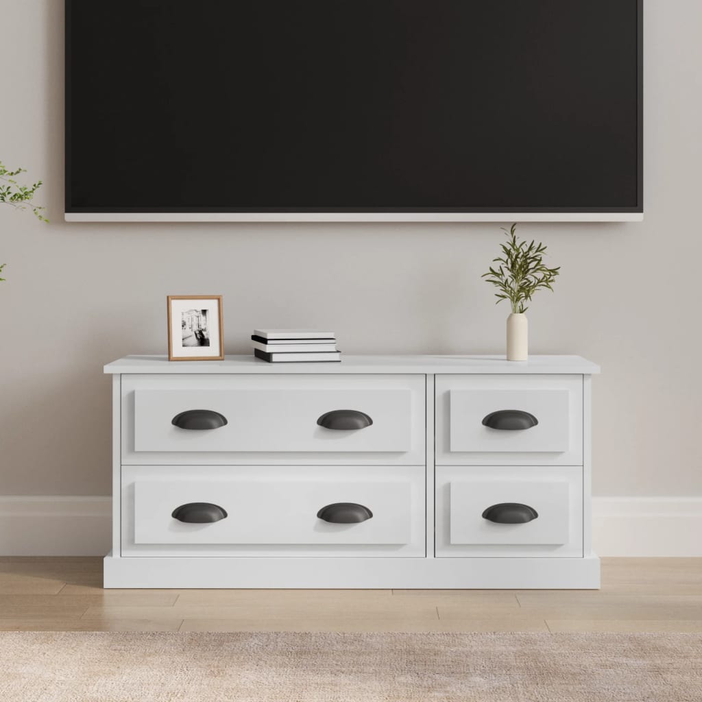 Tv-meubel 100x35,5x45 cm bewerkt hout hoogglans wit is nu te koop bij PeponiXL, paradijselijk wonen!