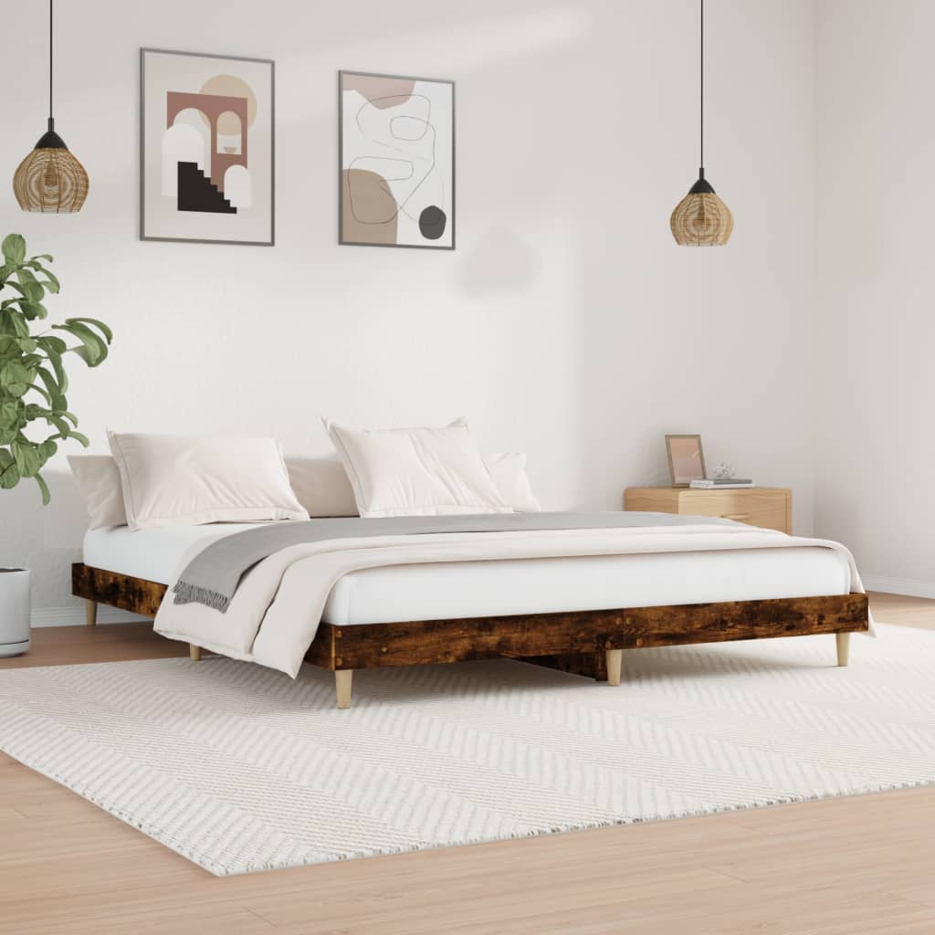 Bedframe zonder matras hout gerookt eikenkleurig 140x200 cm is nu te koop bij PeponiXL, paradijselijk wonen!