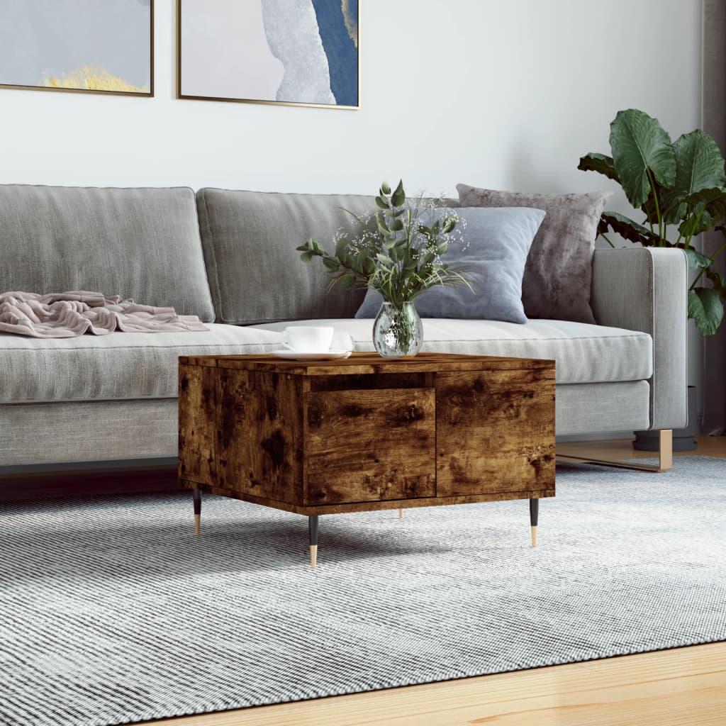 Salontafel 55x55x36,5 cm bewerkt hout gerookt eikenkleurig is nu te koop bij PeponiXL, paradijselijk wonen!