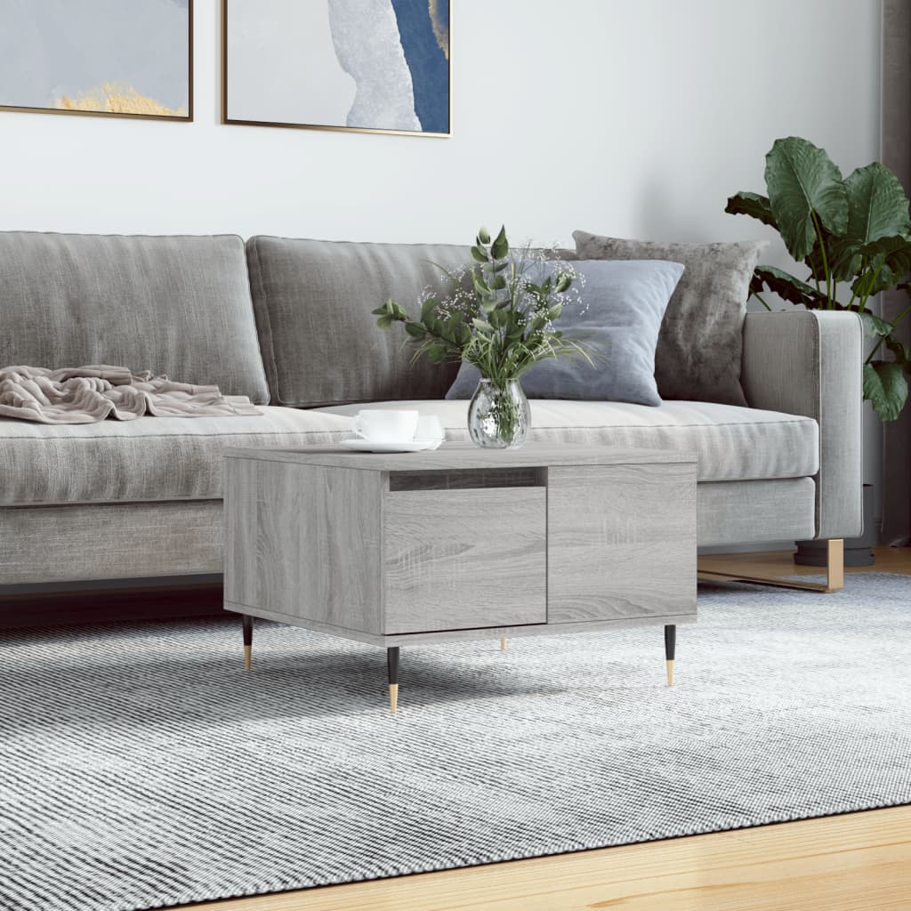 Salontafel 55x55x36,5 cm bewerkt hout grijs sonoma eikenkleurig is nu te koop bij PeponiXL, paradijselijk wonen!