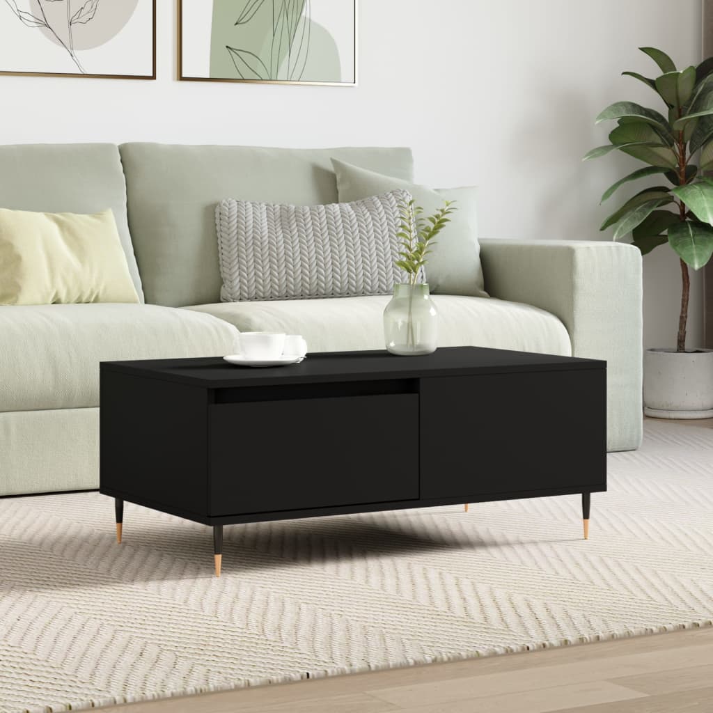 Salontafel 90x50x36,5 cm bewerkt hout zwart is nu te koop bij PeponiXL, paradijselijk wonen!