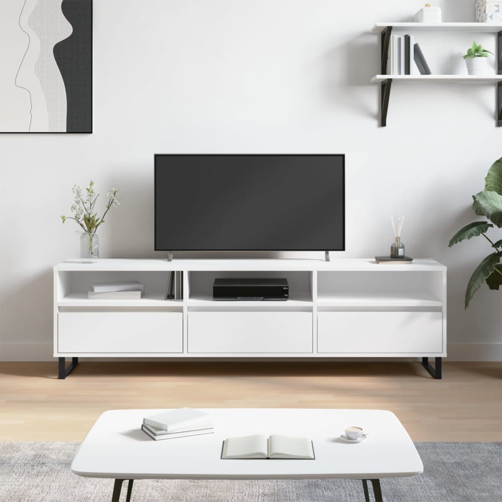 Tv-meubel 150x30x44,5 cm bewerkt hout wit is nu te koop bij PeponiXL, paradijselijk wonen!