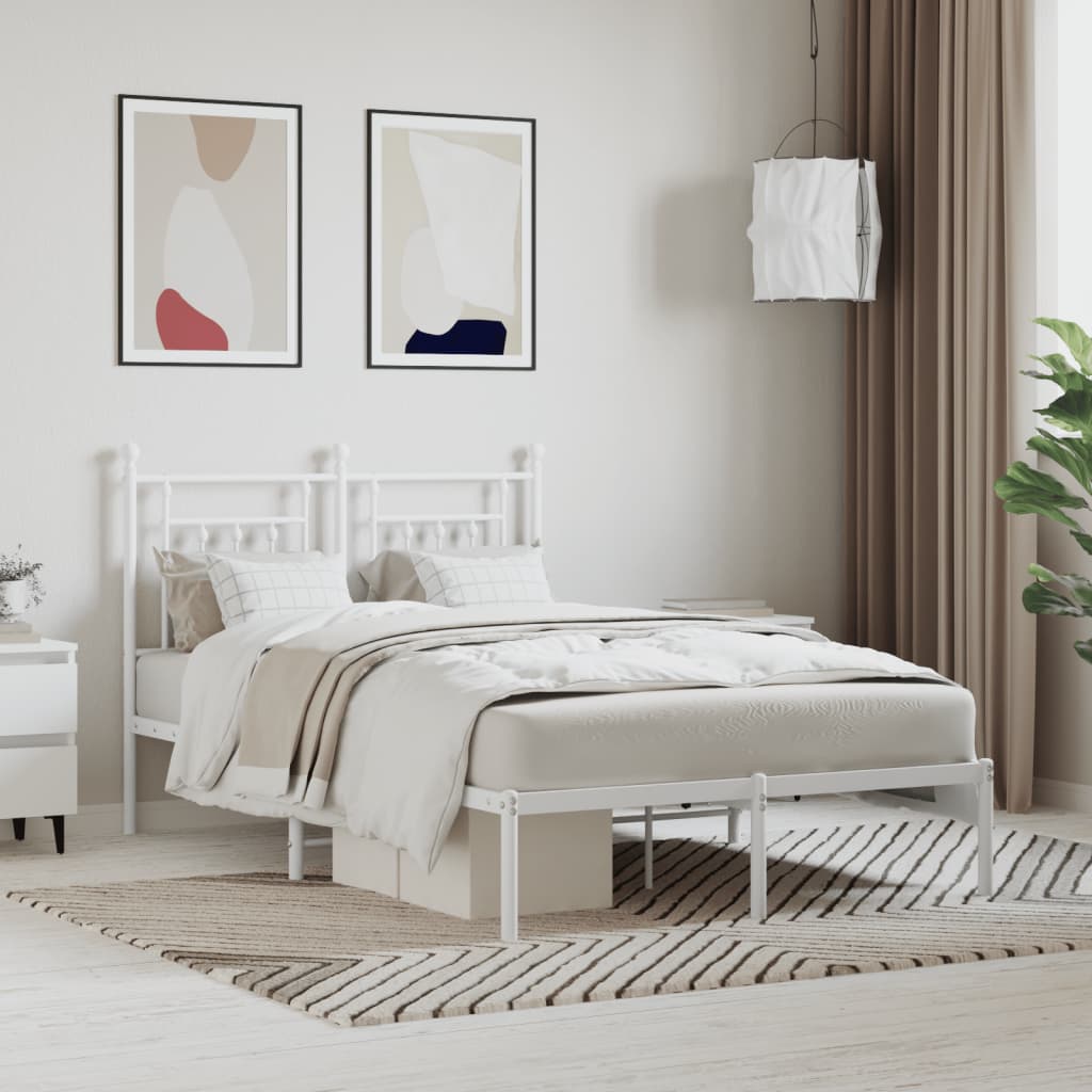 Bedframe met hoofdbord metaal wit 120x200 cm is nu te koop bij PeponiXL, paradijselijk wonen!