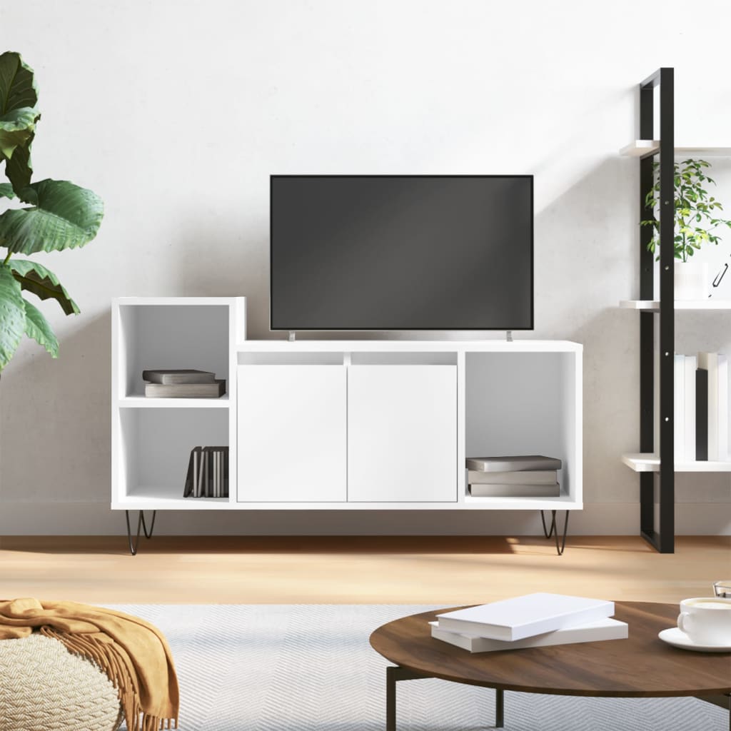 Tv-meubel 100x35x55 cm bewerkt hout hoogglans wit is nu te koop bij PeponiXL, paradijselijk wonen!