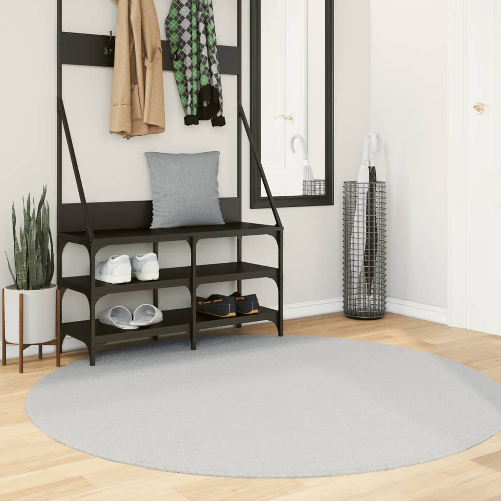 Vloerkleed HUARTE laagpolig zacht wasbaar Ø 160 cm grijs is nu te koop bij PeponiXL, paradijselijk wonen!