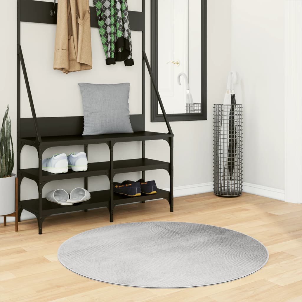 Vloerkleed IZA laagpolig Scandinavisch Ø 100 cm grijs is nu te koop bij PeponiXL, paradijselijk wonen!