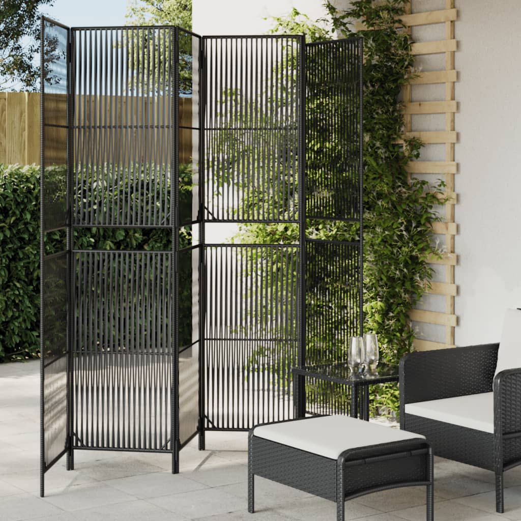 Kamerscherm 6 panelen poly rattan zwart is nu te koop bij PeponiXL, paradijselijk wonen!