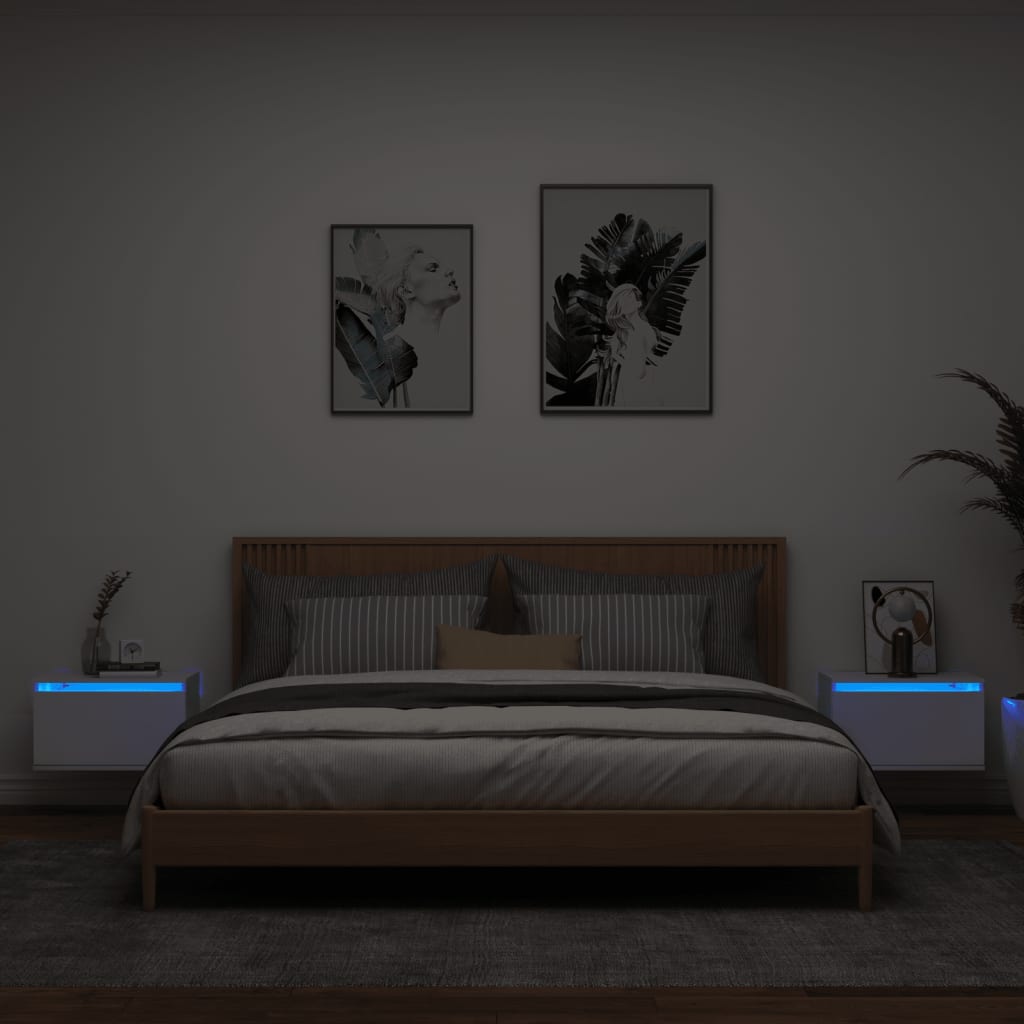 Nachtkastjes met LED's 2 st wandgemonteerd wit is nu te koop bij PeponiXL, paradijselijk wonen!