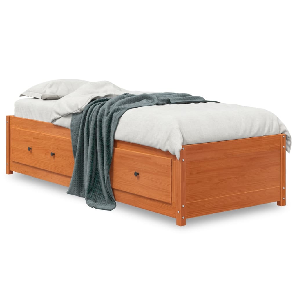 Slaapbank zonder matras 90x190 cm massief grenenhout wasbruin is nu te koop bij PeponiXL, paradijselijk wonen!
